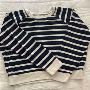 Navy and Vintage White Striped Cropped Women’s Sweatshirt